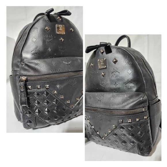 Authentic MCM PVC Monogram Studded Backpack Black main image 7